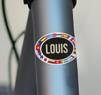 Vlaggen en gepersonaliseerde tekst fiets sticker