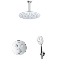 GROHE Grohtherm Regendoucheset Inbouw - 2 functies - met Fortifura hoofddouche 25cm - ronde handdouche - plafondarm - chroom sw105953 SW104917  SW720552 SW377830 SW542643 SW49