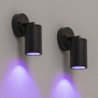 HOFTRONIC SMART Set van 2 Lago kantelbare wandlampen - Smart - IP44 - Incl. RGBWW GU10 spotje - 4,5 Watt 350 lumen - WiFi & Bluetooth - Spotlight voor binnen en buiten - Geschikt als wandspot en plafondspot - Zwart