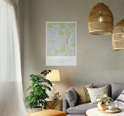 Poster locatie kaart ontmoetingsplaats koppel