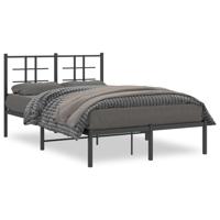 Bedframe met hoofdbord metaal zwart 120x190 cm