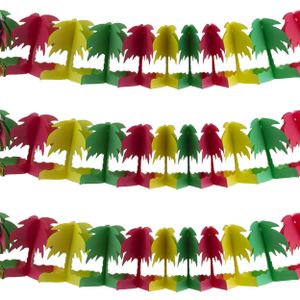 Hawaii palmbomen thema feestslinger - 3x - gekleurd - 400 cm - papier