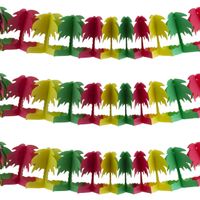 Hawaii palmbomen thema feestslinger - 3x - gekleurd - 400 cm - papier - thumbnail