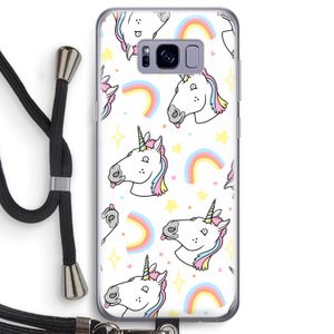 Rainbow Unicorn: Samsung Galaxy S8 Transparant Hoesje met koord
