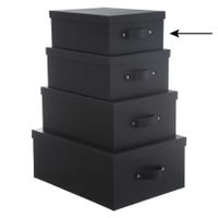 5Five Opbergdoos/box - zwart - L28 x B22 x H11 cm - Stevig karton - Industrialbox   -