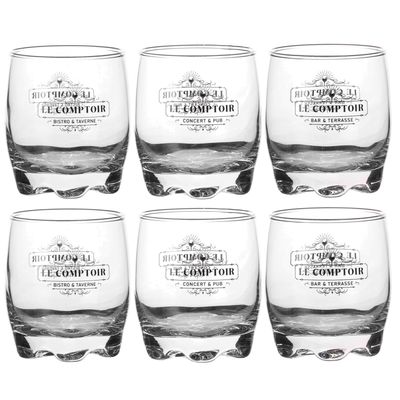 Urban Living whisky/water/drinkglazen Comptoir - gedecoreerd glas - 6x stuks - 290 ml