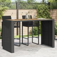 Tuinbartafel acaciahouten blad 185x80x110 cm poly rattan zwart