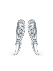 TASAKI boucles d'oreilles Collection Line Danger Horn en or blanc 18ct pavées de diamants - Argent