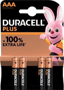 Duracell batterij Plus 100% AAA, blister van 4 stuks