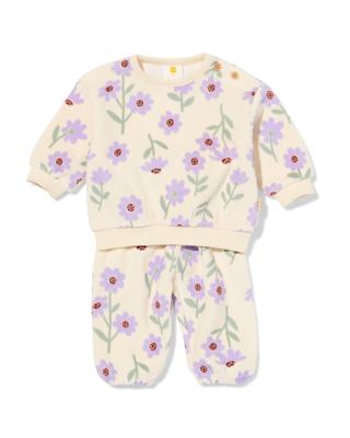 HEMA Newborn kledingset velours bloemen ecru (ecru)
