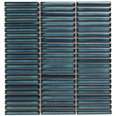 The Mosaic Factory Sevilla Mozaïek Tegel Mini Kitkat Vinger - Gespikkeld Azuur blauw Porselein Geglazuurd 282x308 mm