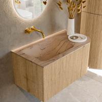 Badmeubel Mondiaz Kurve-Dlux | 85 cm | Meubelkleur Oak | Wastafelkleur Arena | Solid surface | Wasbak linker zijde spoelbak | Zonder kraangat(en) Badmeubel Mondiaz Kurve-Dlux | 85 cm | Meubelkleur Oak | Wastafelkleur Arena | Solid surface | Wasbak linker zijde spoelbak | Zonder kraangat(en)