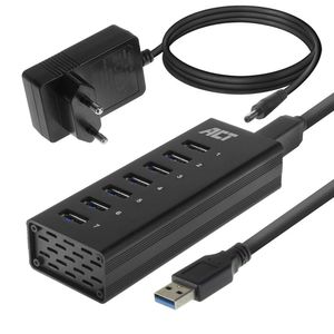 ACT Connectivity USB Hub 7 Port met stroomadapter usb-hub