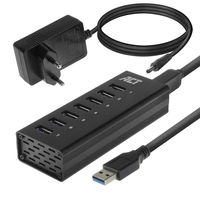 ACT AC6315 interface hub USB 3.2 Gen 1 (3.1 Gen 1) Type-A 5000 Mbit/s Zwart - thumbnail