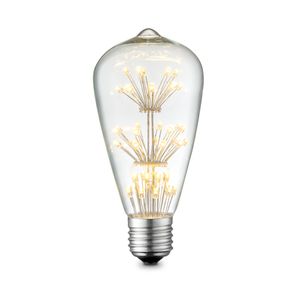 Edison Vintage LED lamp E27 LED filament lichtbron, Crystal Drop ST64, 6.4/6.4/13cm, Helder, Retro LED lamp 1W 100lm 2300K, warm wit licht, geschikt voor E27 fitting