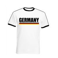 Wit/ zwart Duitsland supporter ringer t-shirt voor heren - thumbnail