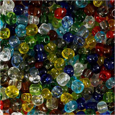 Creativ Company Rocailles, d 4 mm, afm 6/0, gatgrootte 0,9-1,2 mm, transparant glans, 130 gr/ 1 doos