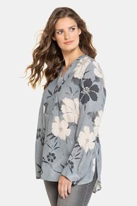 Ulla Popken Tuniek, bloemendessin, afgeronde zoom, lange mowuen - Grote Maten Ulla Popken Tuniek, bloemendessin, afgeronde zoom, lange mowuen - Grote Maten