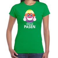 Paasei met duimen omhoog vrolijk Pasen t-shirt groen voor dames - Paas kleding / outfit - thumbnail