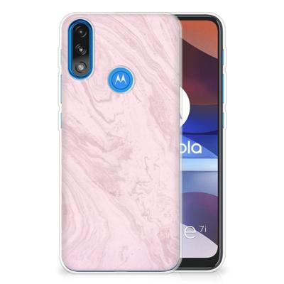 Motorola Moto E7/E7i Power | TPU | Siliconen hoesje | Marble Pink - Origineel Cadeau Vriendin