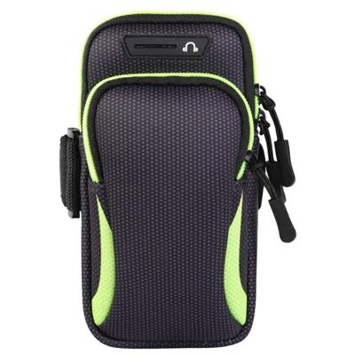 Multifunctionele universele dubbellaagse rits sport arm Case telefoon tas met oortelefoon gat voor 6 6 inch of onder smartphones (groen)