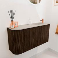Toiletmeubel Mondiaz Joya Dlux | 81.6 cm | Meubelkleur Walnut | Faye wastafel Opalo Wasbak Rechts | 1 kraangat