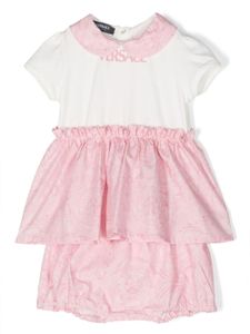 Versace Kids robe évasée à logo imprimé - Rose