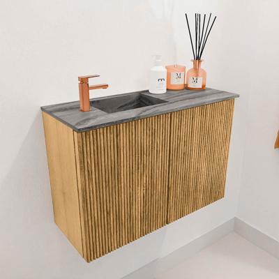 Toiletmeubel Mondiaz Joya Dlux | 60 cm | Meubelkleur Oak | Faye wastafel Sombra Wasbak Links | 1 kraangat