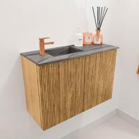 Toiletmeubel Mondiaz Joya Dlux | 60 cm | Meubelkleur Oak | Faye wastafel Sombra Wasbak Links | 1 kraangat