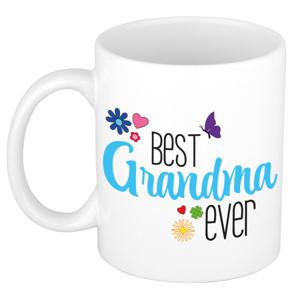 Cadeau koffie/thee mok voor oma - blauw - beste oma - keramiek - 300 ml