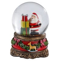 Sneeuwbol/snowglobe - kerstman met cadeaus - 9 cm - glas/polyresin Sneeuwbol/snowglobe - kerstman met cadeaus - 9 cm - glas/polyresin