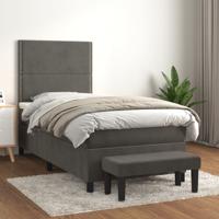 Boxspring met matras fluweel donkergrijs 80x200 cm