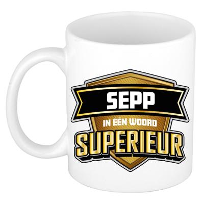 Naam mok Sepp - wit - Superieur - keramiek - 300 ml - cadeau collega beker Naam mok Sepp - wit - Superieur - keramiek - 300 ml - cadeau collega beker