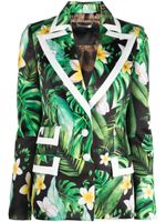 Philipp Plein blazer boutonné à fleurs - Noir
