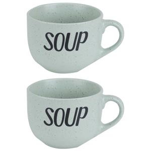 Cosy & Trendy Soepkom - 2x stuks - groen - 11 cm - 510 ml - Soepbeker - kommetje