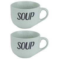 Cosy & Trendy Soepkom - 2x stuks - groen - 11 cm - 510 ml - Soepbeker - kommetje