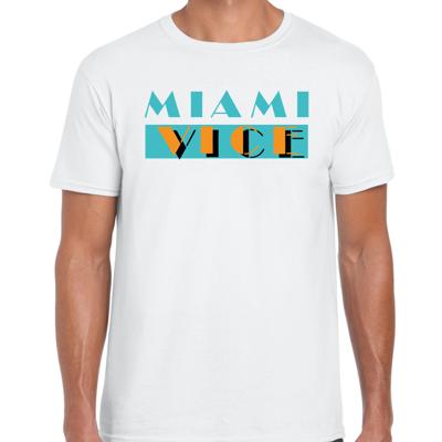 Toppers verkleed T-shirt heren - Miami Vice - wit - Tropische feestkleding Toppers verkleed T-shirt heren - Miami Vice - wit - Tropische feestkleding