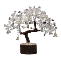 Edelsteenboom Bergkristal & Amethist - De Kracht van Yoga Meditatie - 22 cm