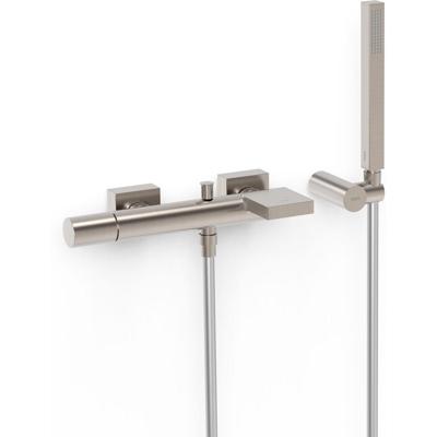 Badkraan Tres Project | Opbouw | Mengkraan | Waterval uitloop | Incl.Handdoucheset | 2-weg | hoh 15 cm | 1-knop | Rond | RVS look