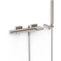 Badkraan Tres Project | Opbouw | Mengkraan | Waterval uitloop | Incl.Handdoucheset | 2-weg | hoh 15 cm | 1-knop | Rond | RVS look