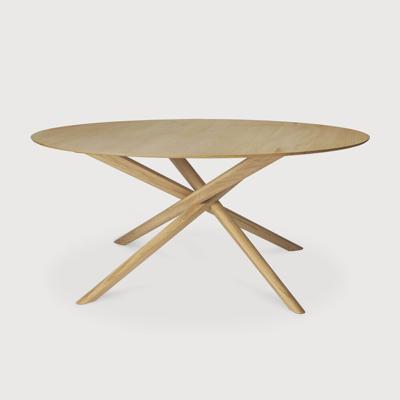 Ethnicraft Ronde Eettafel 'Mikado' Geolied Eikenhout, 150cm, kleur Naturel