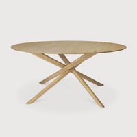 Ethnicraft Ronde Eettafel 'Mikado' Geolied Eikenhout, 150cm, kleur Naturel