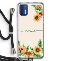 Zonnebloemen: Motorola Moto G9 Plus Transparant Hoesje met koord