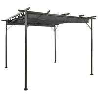 vidaXL Pergola met uittrekbaar dak 180 g/m² 3x3 m staal antracietkleur