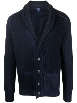 Fedeli cardigan nervuré à col châle - Bleu