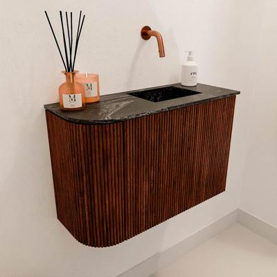 Toiletmeubel Mondiaz Joya Dlux | 61.6 cm | Meubelkleur Ruby | Faye wastafel Lava Wasbak Rechts | Zonder kraangat(en)