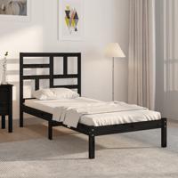 Bedframe massief hout zwart 75x190 cm