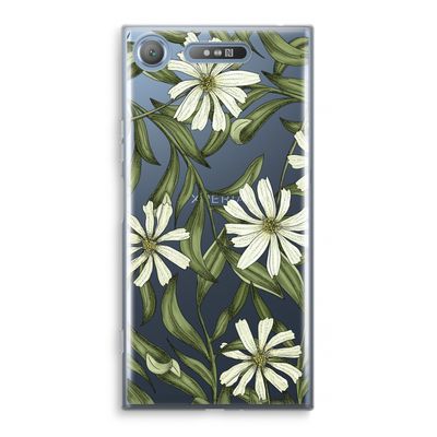 Wit bloemenpatroon: Sony Xperia XZ1 Transparant Hoesje