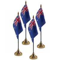 Australie tafelvlaggetjes - 4x stuks - 10 x 15 cm - met gouden standaard - H27 cm - versiering