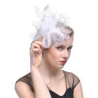 Handgemaakte bruid mesh haaraccessoires bruiloft foto Hat hoofddeksels (wit)